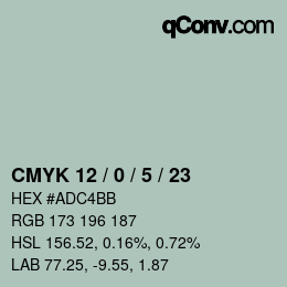 Color code: CMYK 12 / 0 / 5 / 23 | qconv.com