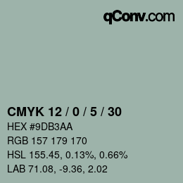 颜色代码: CMYK 12 / 0 / 5 / 30 | qconv.com