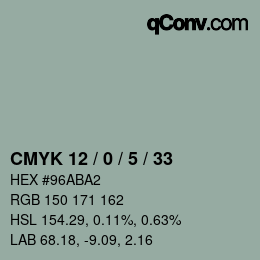 Color code: CMYK 12 / 0 / 5 / 33 | qconv.com