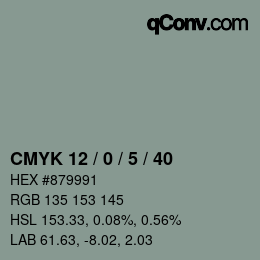 Color code: CMYK 12 / 0 / 5 / 40 | qconv.com