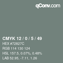 Farbcode: CMYK 12 / 0 / 5 / 49 | qconv.com