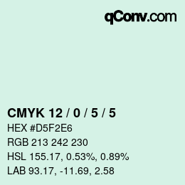 颜色代码: CMYK 12 / 0 / 5 / 5 | qconv.com