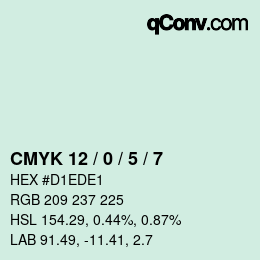 カラーコード: CMYK 12 / 0 / 5 / 7 | qconv.com