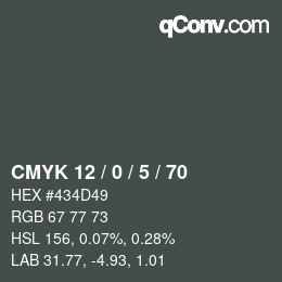 Color code: CMYK 12 / 0 / 5 / 70 | qconv.com