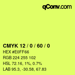 カラーコード: CMYK 12 / 0 / 60 / 0 | qconv.com