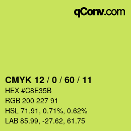 カラーコード: CMYK 12 / 0 / 60 / 11 | qconv.com