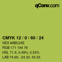 颜色代码: CMYK 12 / 0 / 60 / 24 | qconv.com