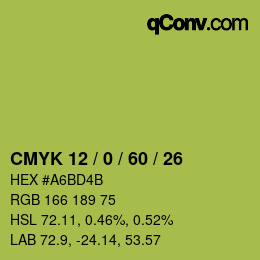 Color code: CMYK 12 / 0 / 60 / 26 | qconv.com