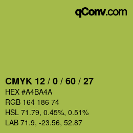 Color code: CMYK 12 / 0 / 60 / 27 | qconv.com