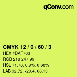 Color code: CMYK 12 / 0 / 60 / 3 | qconv.com