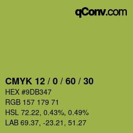 カラーコード: CMYK 12 / 0 / 60 / 30 | qconv.com