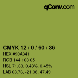 Farbcode: CMYK 12 / 0 / 60 / 36 | qconv.com