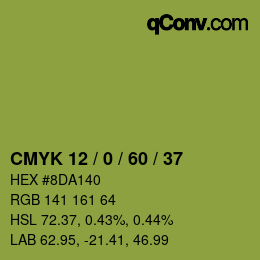 カラーコード: CMYK 12 / 0 / 60 / 37 | qconv.com
