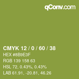 颜色代码: CMYK 12 / 0 / 60 / 38 | qconv.com