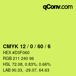 カラーコード: CMYK 12 / 0 / 60 / 6 | qconv.com
