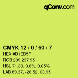 カラーコード: CMYK 12 / 0 / 60 / 7 | qconv.com