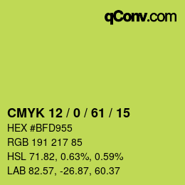 颜色代码: CMYK 12 / 0 / 61 / 15 | qconv.com