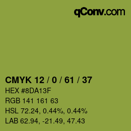 カラーコード: CMYK 12 / 0 / 61 / 37 | qconv.com