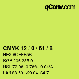 カラーコード: CMYK 12 / 0 / 61 / 8 | qconv.com
