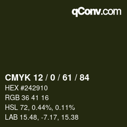 Color code: CMYK 12 / 0 / 61 / 84 | qconv.com