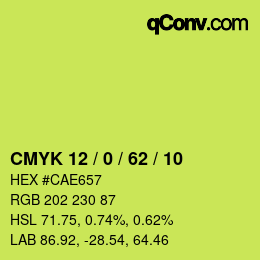 Color code: CMYK 12 / 0 / 62 / 10 | qconv.com