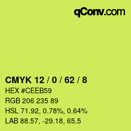 カラーコード: CMYK 12 / 0 / 62 / 8 | qconv.com