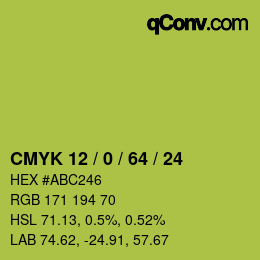 Color code: CMYK 12 / 0 / 64 / 24 | qconv.com