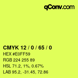 Color code: CMYK 12 / 0 / 65 / 0 | qconv.com