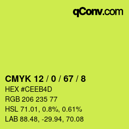 Color code: CMYK 12 / 0 / 67 / 8 | qconv.com