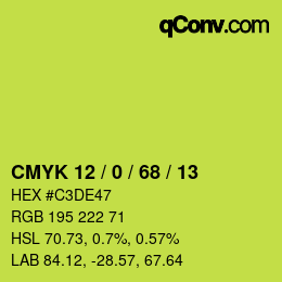 Color code: CMYK 12 / 0 / 68 / 13 | qconv.com