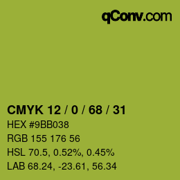 Color code: CMYK 12 / 0 / 68 / 31 | qconv.com