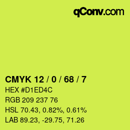 カラーコード: CMYK 12 / 0 / 68 / 7 | qconv.com