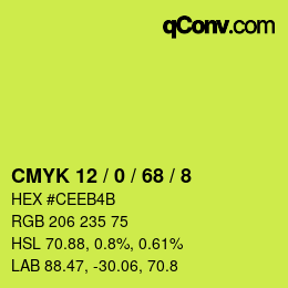 Color code: CMYK 12 / 0 / 68 / 8 | qconv.com