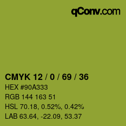 Color code: CMYK 12 / 0 / 69 / 36 | qconv.com