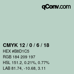 Color code: CMYK 12 / 0 / 6 / 18 | qconv.com