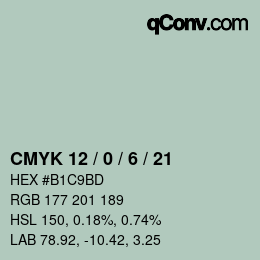 Color code: CMYK 12 / 0 / 6 / 21 | qconv.com