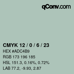 Color code: CMYK 12 / 0 / 6 / 23 | qconv.com