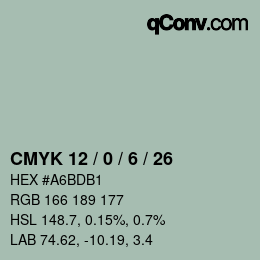 Color code: CMYK 12 / 0 / 6 / 26 | qconv.com