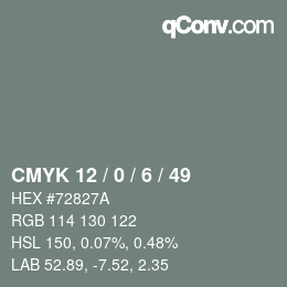 Farbcode: CMYK 12 / 0 / 6 / 49 | qconv.com