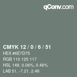 Color code: CMYK 12 / 0 / 6 / 51 | qconv.com