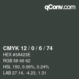 カラーコード: CMYK 12 / 0 / 6 / 74 | qconv.com