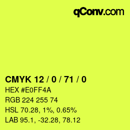 Color code: CMYK 12 / 0 / 71 / 0 | qconv.com