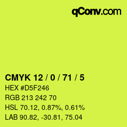 Color code: CMYK 12 / 0 / 71 / 5 | qconv.com