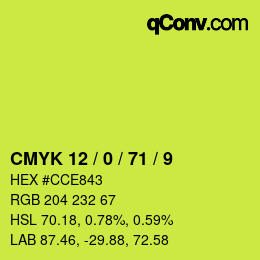 颜色代码: CMYK 12 / 0 / 71 / 9 | qconv.com