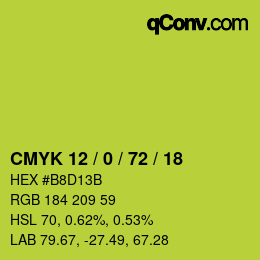 カラーコード: CMYK 12 / 0 / 72 / 18 | qconv.com