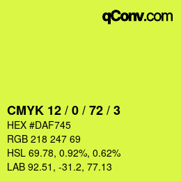 Color code: CMYK 12 / 0 / 72 / 3 | qconv.com