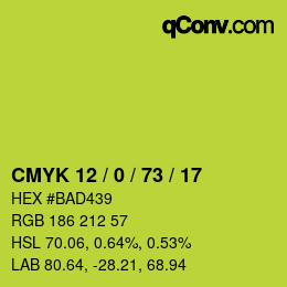 Color code: CMYK 12 / 0 / 73 / 17 | qconv.com