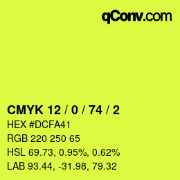 Color code: CMYK 12 / 0 / 74 / 2 | qconv.com