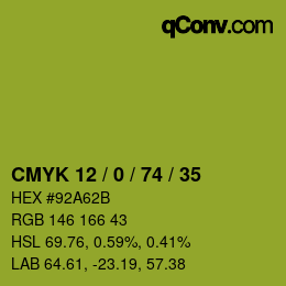 カラーコード: CMYK 12 / 0 / 74 / 35 | qconv.com