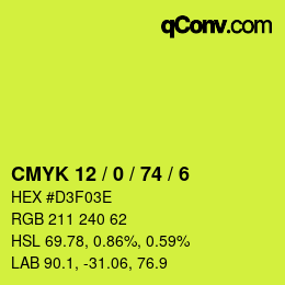 カラーコード: CMYK 12 / 0 / 74 / 6 | qconv.com